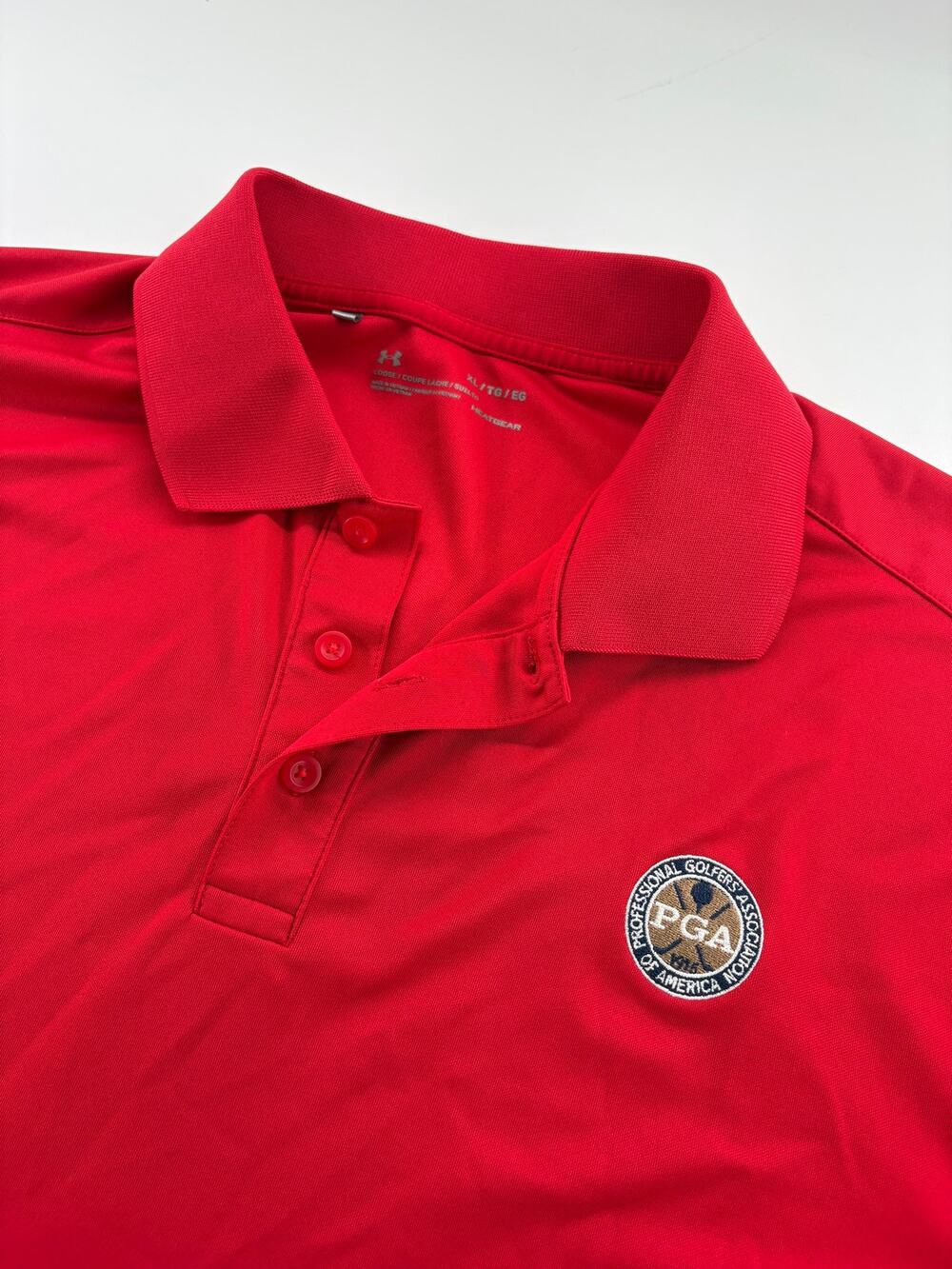 Under Armour Men's XL PGA of America Red Polo Shirt HeatGear Loose Fit